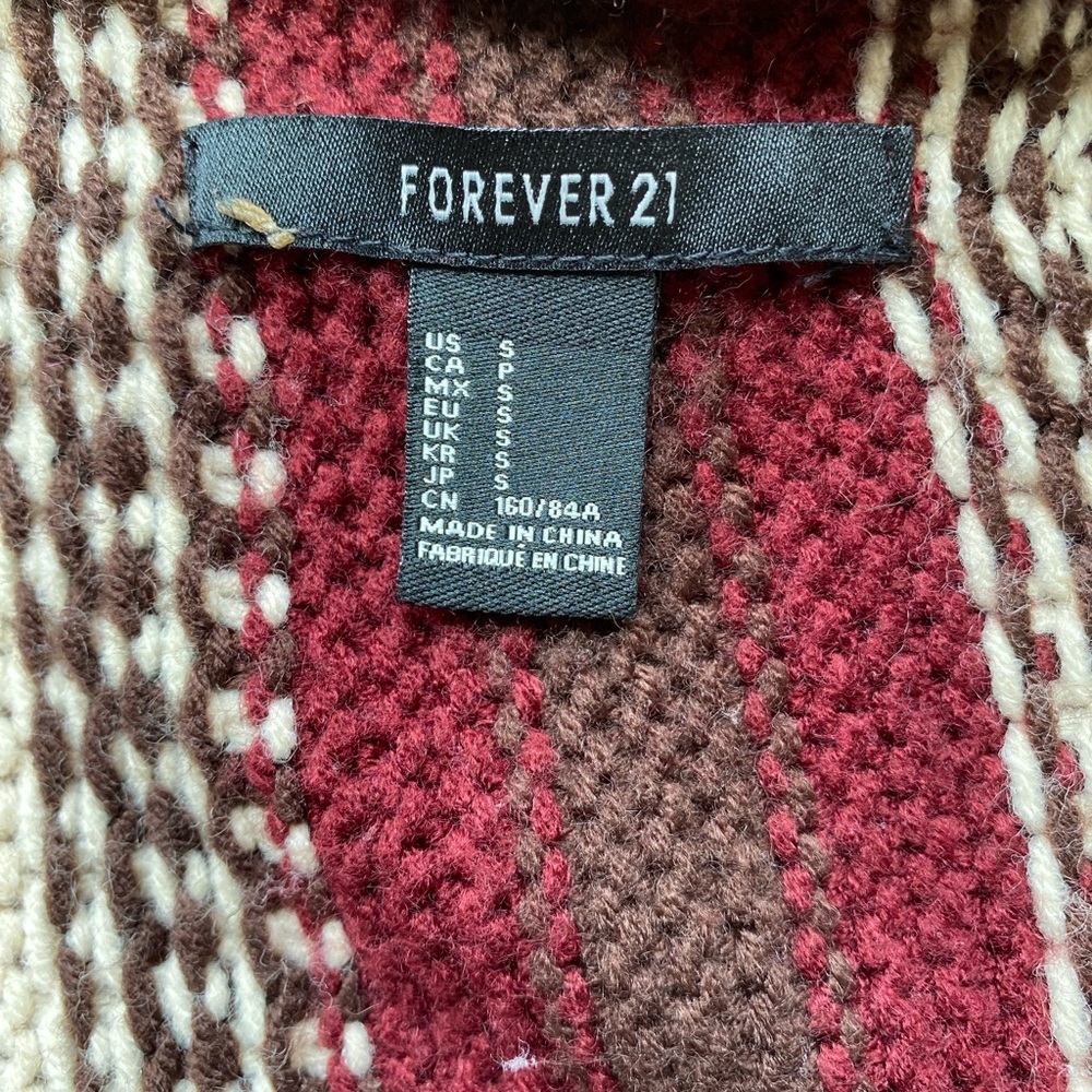 Aztec Patterned Fringe Sweater - Brown and Cream - Picture 7 of 7